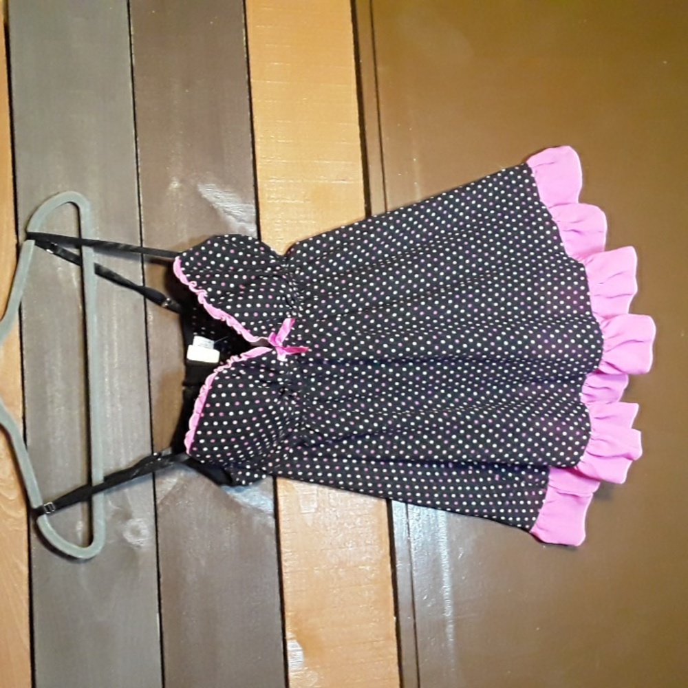 Adorable XL Cinema Etoile Black Pink Polka dots Babydoll Padded Underwire Sexy